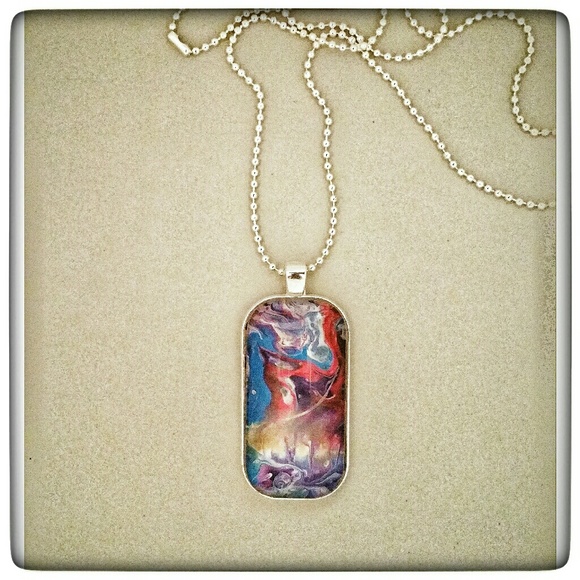 Artistic Pendant - painting on canvas under glass - Picture 2 of 3